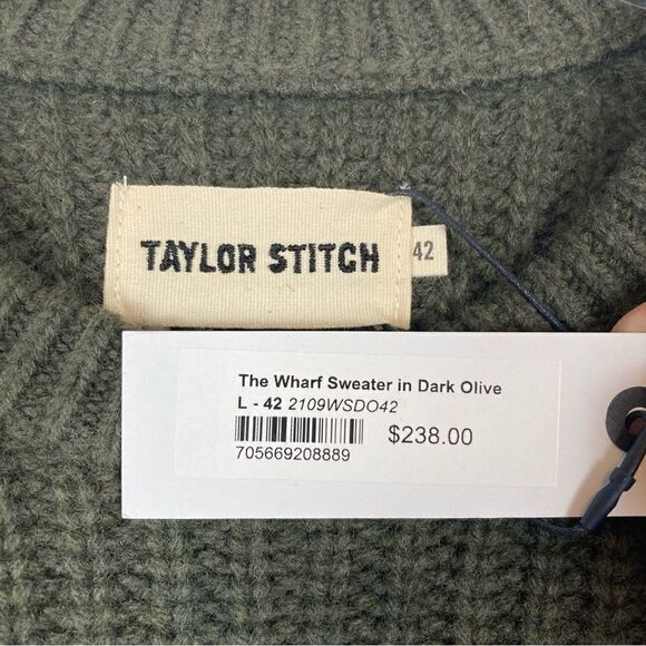 Taylor Stitch The Wharf Sweater 100% Merino wool in Dark Olive crewneck - Picture 10 of 11